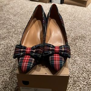 Tartan Esme kitten heels with bow